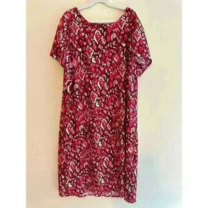 Jude Connally Ella Stretch Dress Jude Cloth in Pink Cheetah Ikat Large